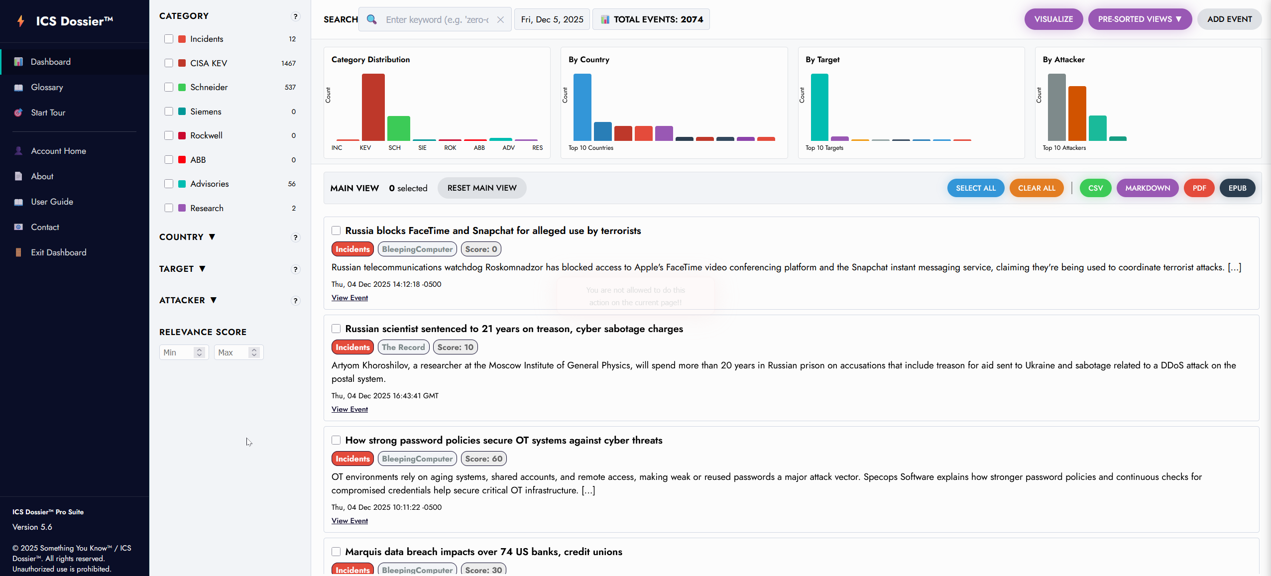 ICS Dossier Interface